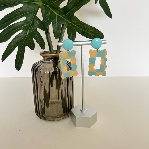 1970's Inspired Pattern Dangle Earrings - Colorful Retro Drop Earrings - Picture 6 of 14